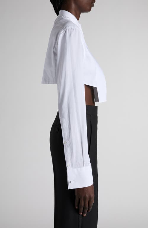 Tom Ford Bib Front Cotton Voile Crop Shirt In White