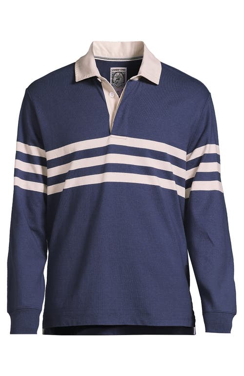 Lands' End Long Sleeve Rugby Shirt In Blue