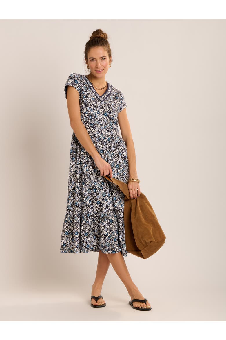 Lucia Tiered Midi Dress, Main, color, Navy