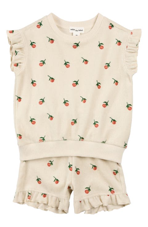 Orange Print Terry Cloth Top & Shorts Set (Baby)