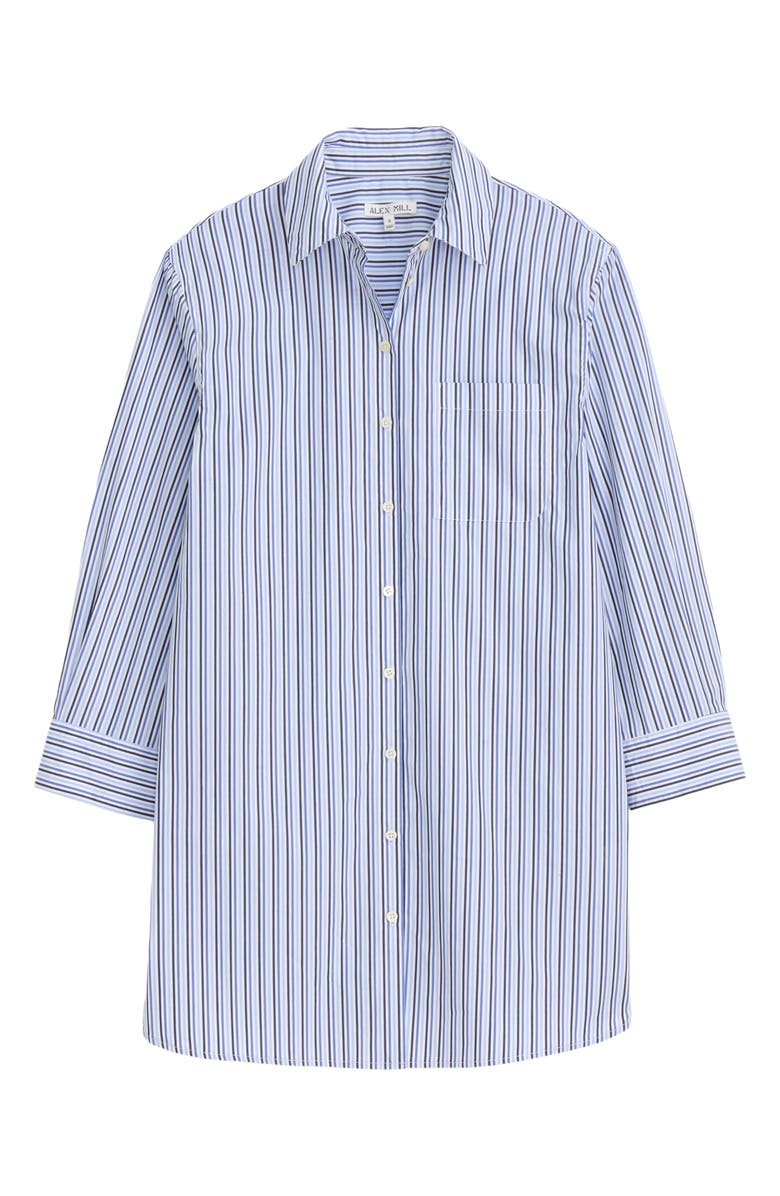 Alex Mill Florence Stripe Long Sleeve Cotton Shirtdress, Alternate, color, Blue Multi Stripe