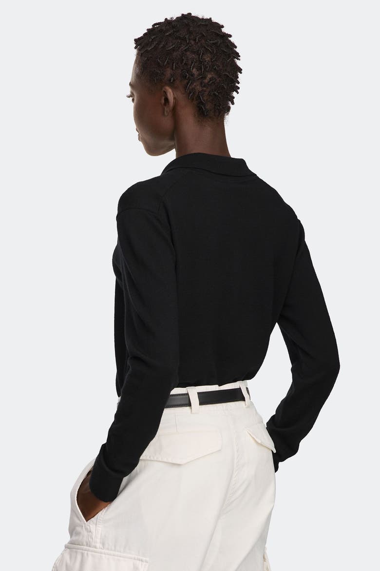 Melrose Knit Long Sleeve Polo, Alternate, color, Black