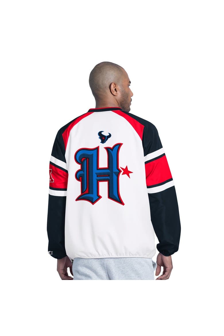 Men's Starter  White Houston Texans Infield Play Raglan Pullover Jacket, Alternate, color, White