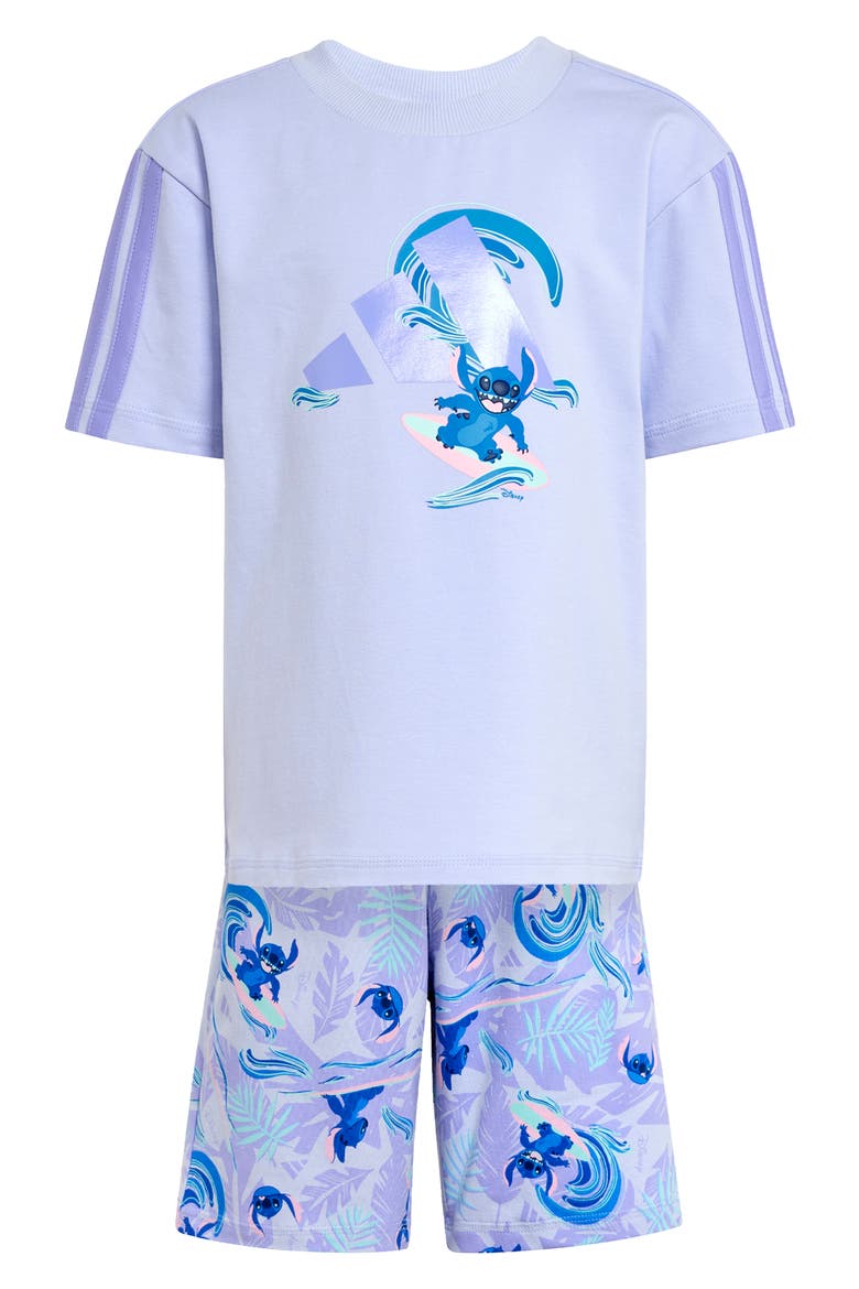 x Disney Kids' Lilo & Stitch Graphic T-Shirt & Shorts Set, Main, color, VIOLET TONE/ LIGHT PURPLE