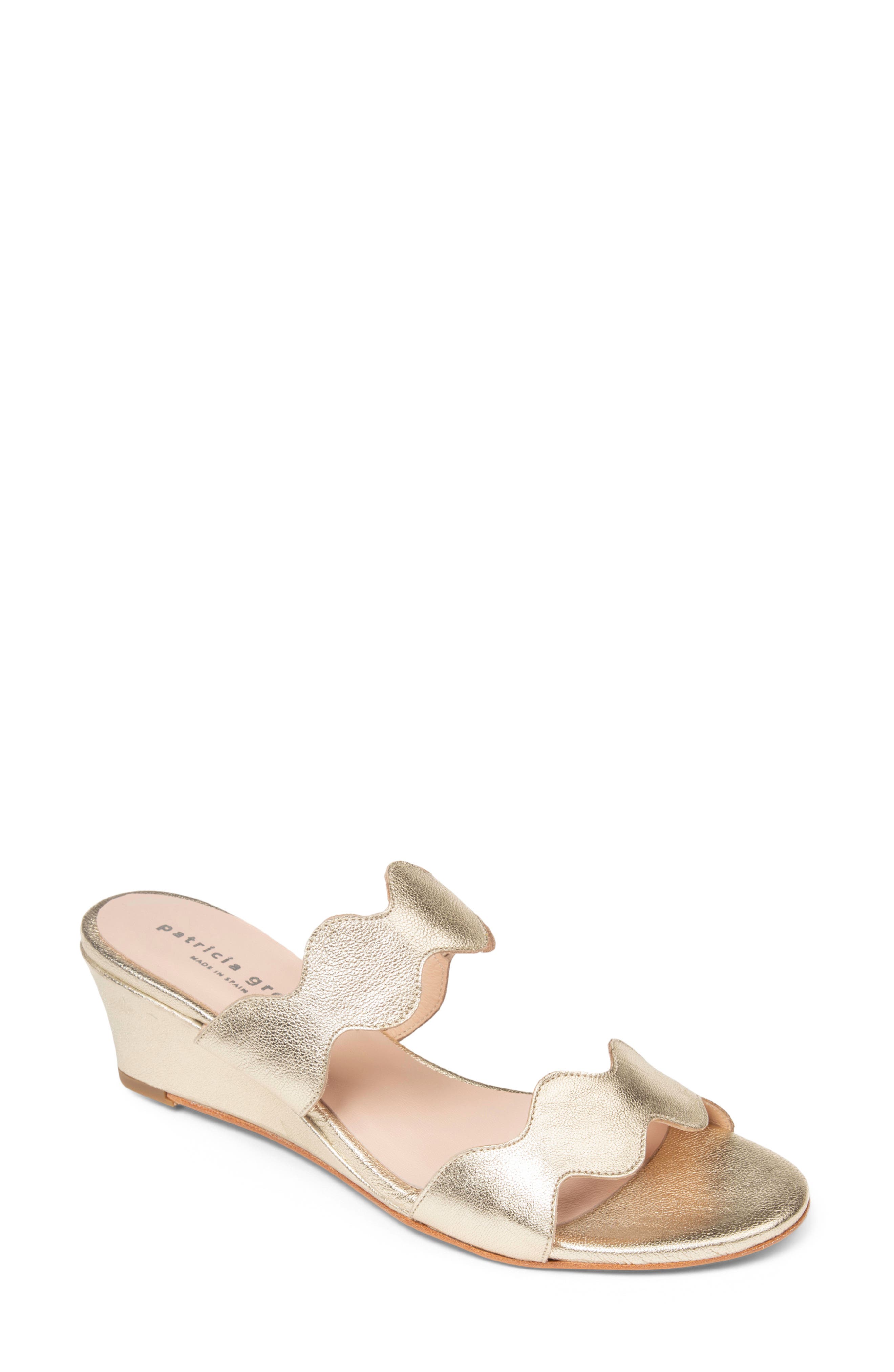 patricia green Palm Beach Wedge Sandal, Main, color, Gold Leather