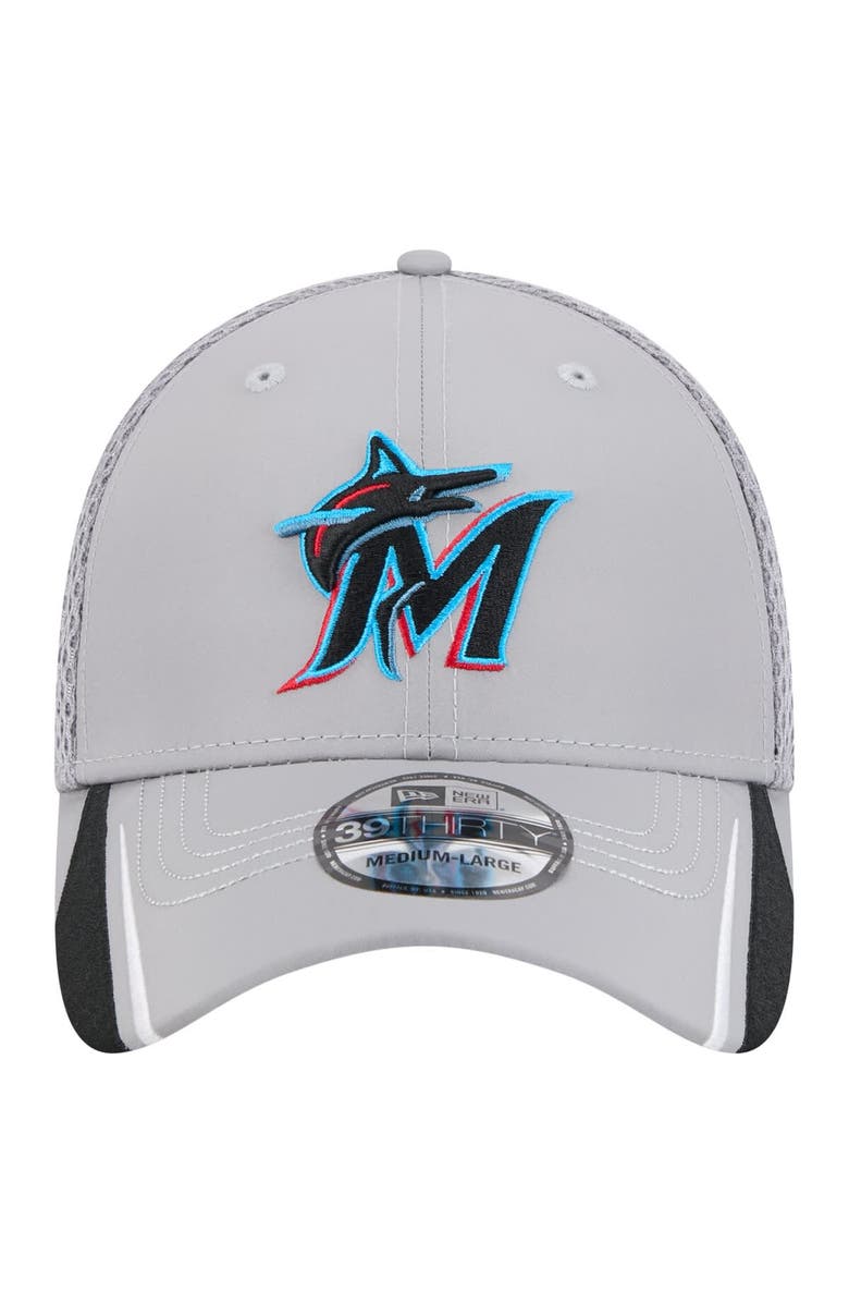 New Era Men's New Era Gray Miami Marlins Linear 39THIRTY Flex Hat, Alternate, color, Gray