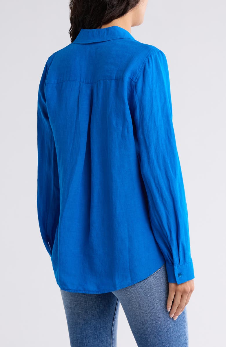 L'AGENCE Nina Linen Blend Button-Up Shirt, Alternate, color, Bright Royal