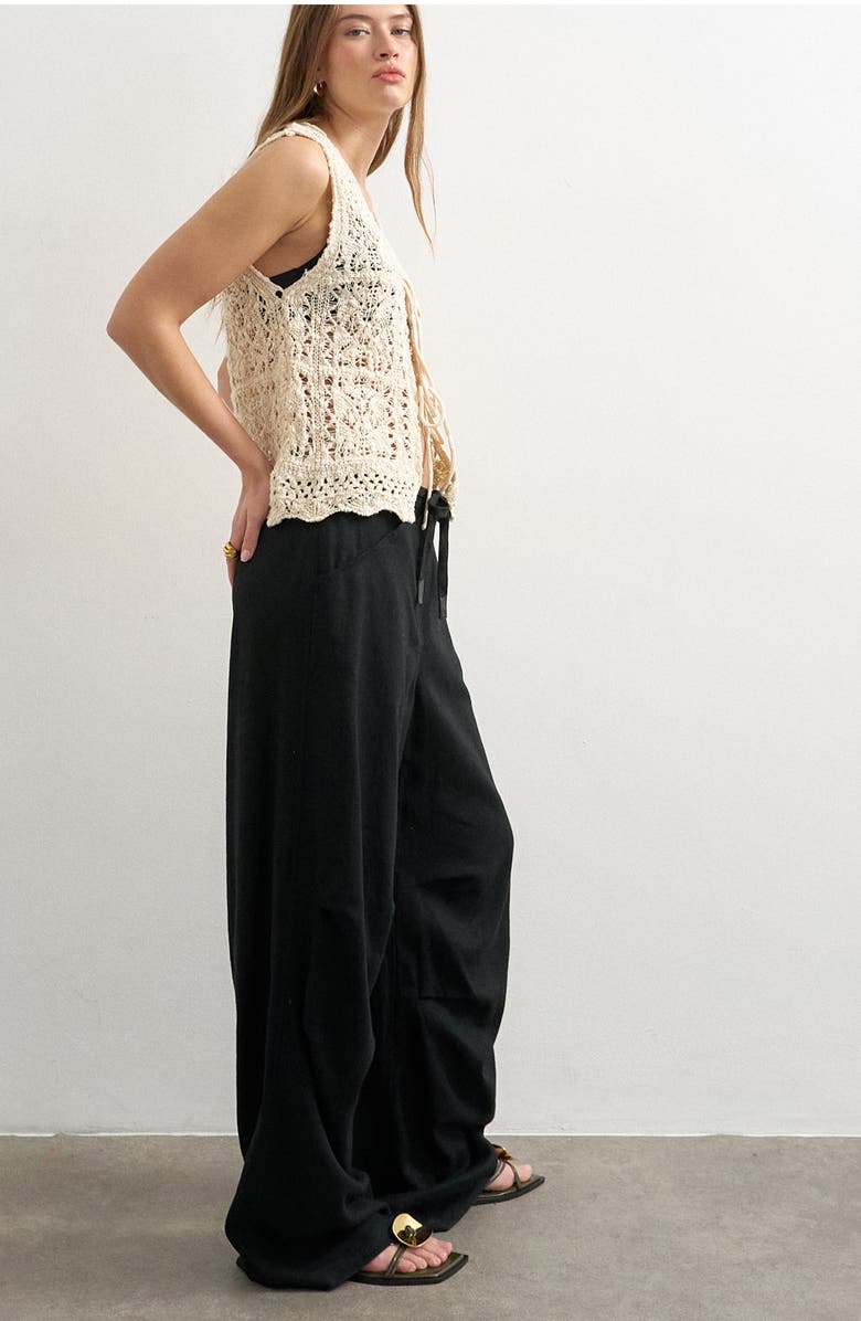 Topshop Wide Leg Linen & Cotton Utility Pants, Alternate, color,