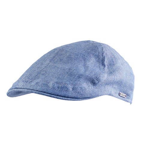 Men's Linen Pub Cap with Curved Peak