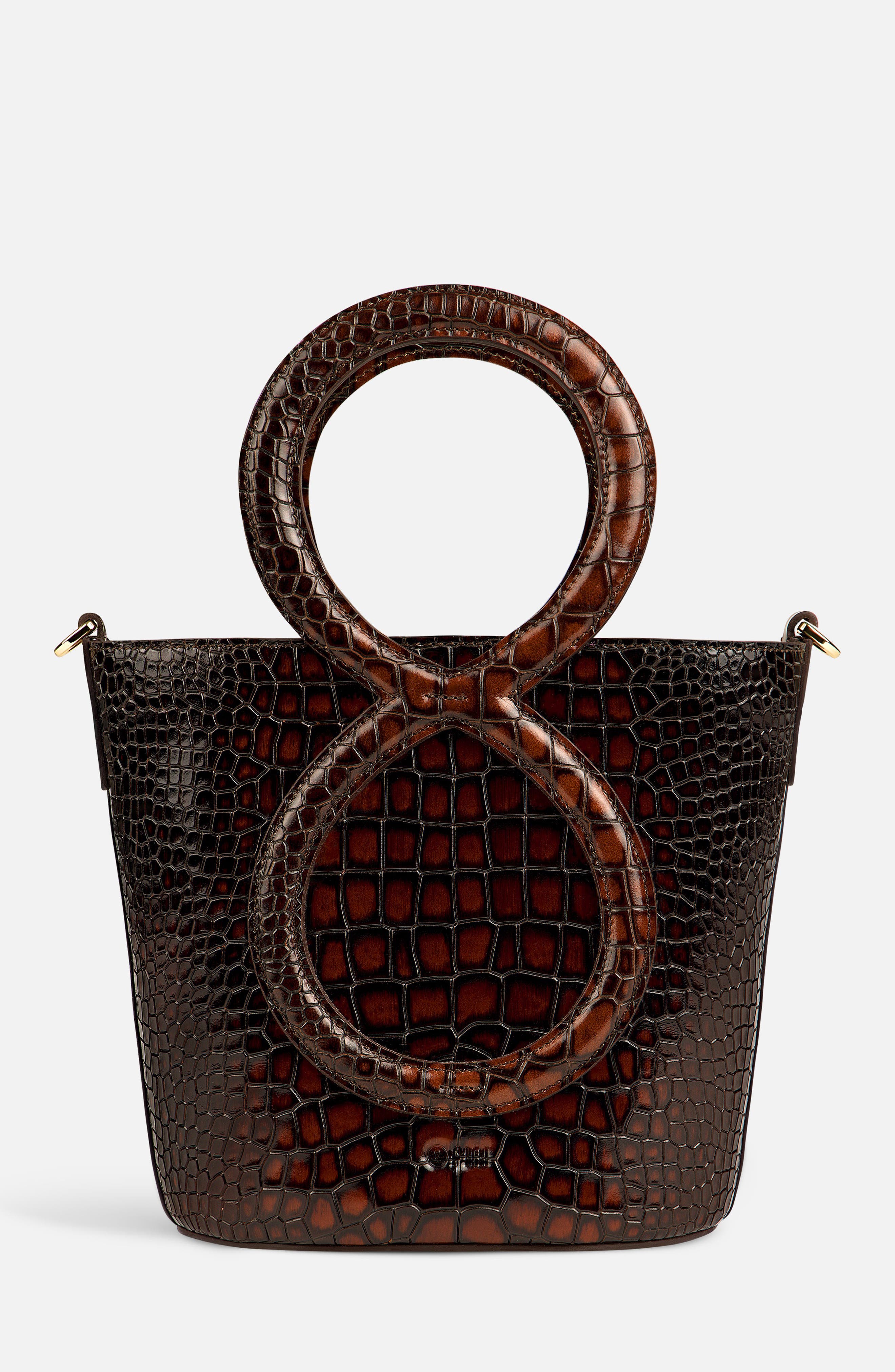 Infinity Bag - Burgundy and Brown Crocodile Embossed, Main, color, Burgundy and Brown