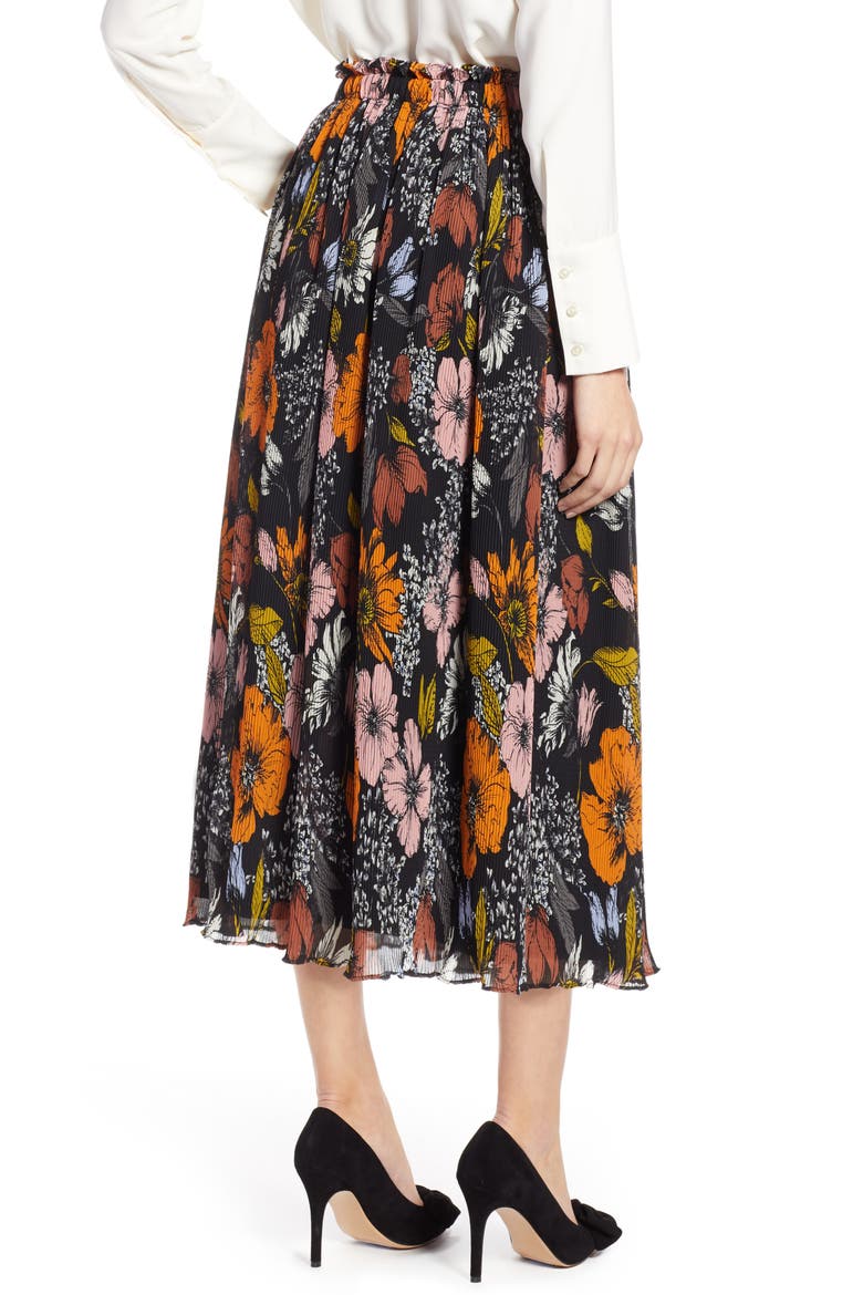 x Atlantic-Pacific Crinkle Midi Skirt, Alternate, color, BLACK EADIE FLORAL