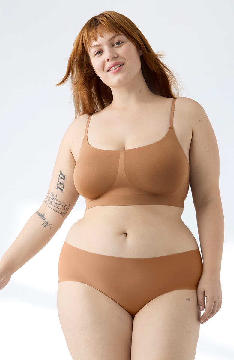 True & Co Soft Form Square Neck Wireless Bra, Alternate, color, Bronzed