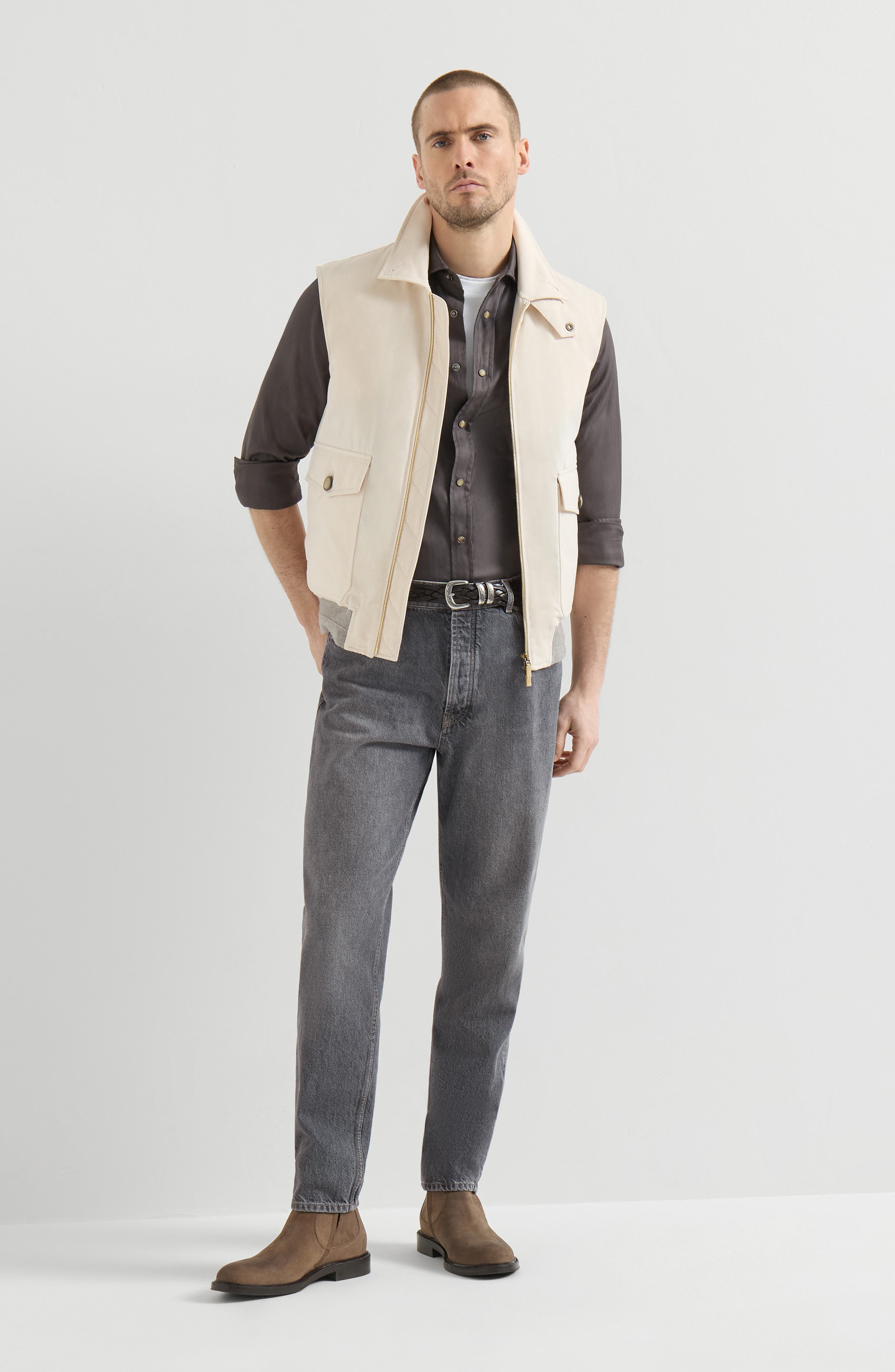 Greyscale denim iconic fit five-pocket trousers (Men) | Nordstrom