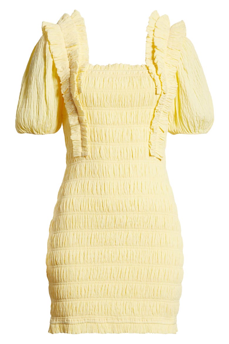 Smocked Puff Sleeve Dress, Alternate, color, YELLOW