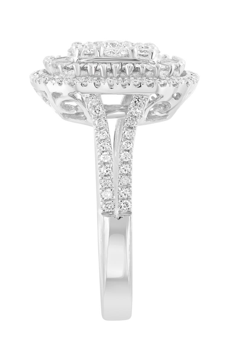 Cushion Halo Diamond Ring in White Gold, Alternate, color, Hematite and FW Blush Pearl