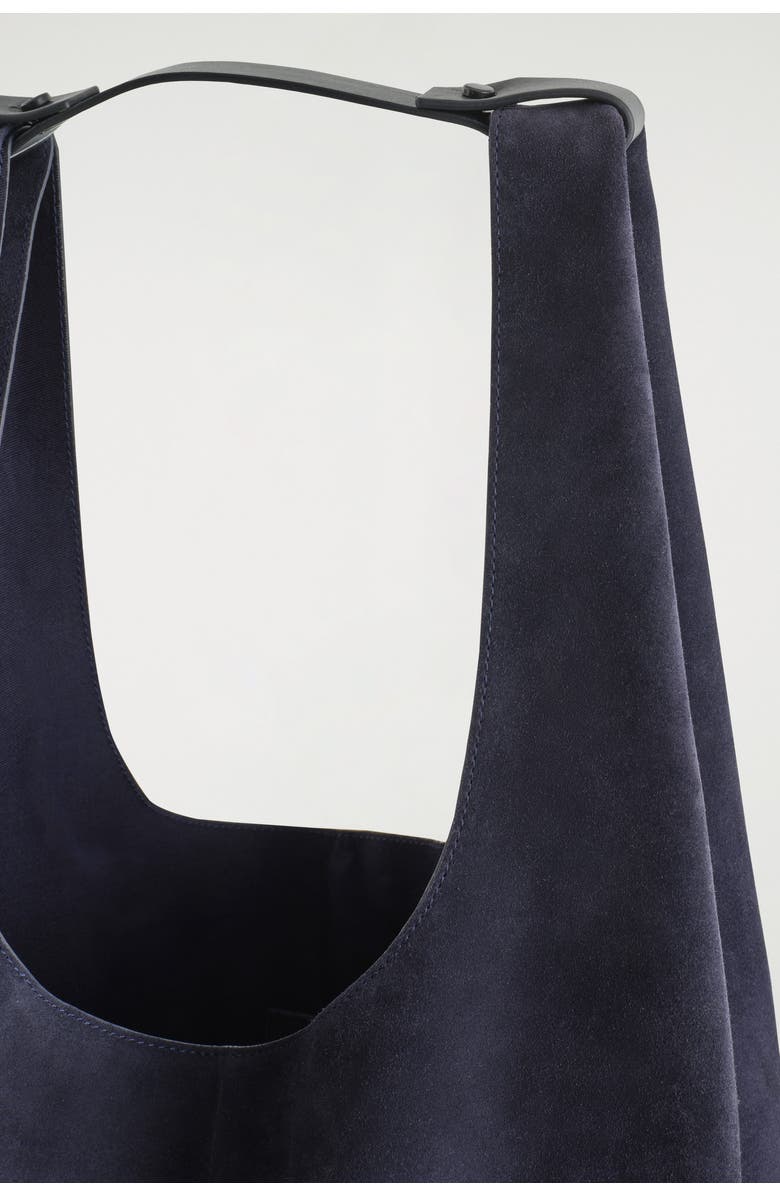 COS Slouchy Tote - Suede, Alternate, color, Navy