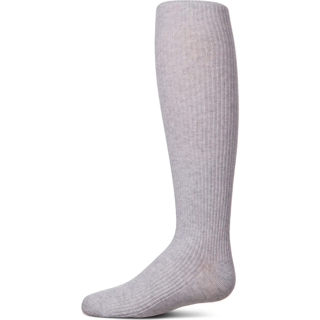 Memoi Thin Ribbed Cotton Tights In Gray