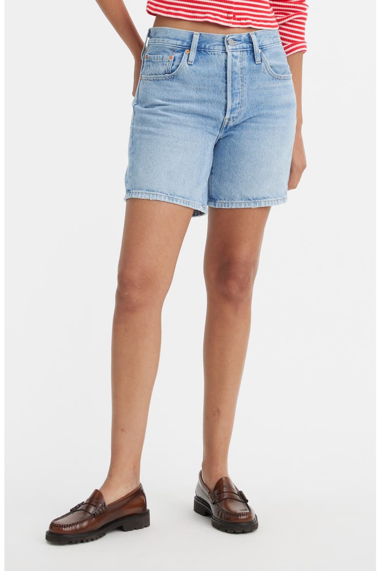 501® High Waist Mid Thigh Denim Shorts, Main, color, OJAI LUXOR LAST SHORT