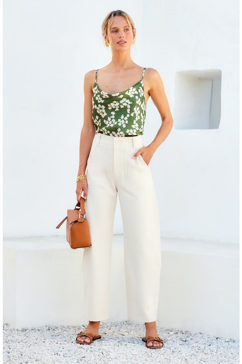 Stevie High Waist Ankle Barrel Leg Pants, Alternate, color, CREAM