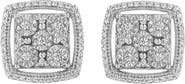 Haus of Brilliance Silver 3/8 Ct Miracle Round Diamond Double Halo Cluster Earrings