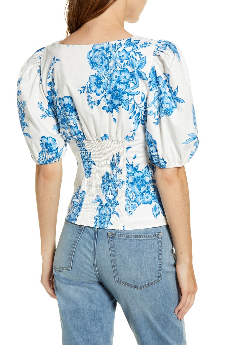 Puff Sleeve Top, Alternate, color, BLUE AIR MED BOUQUET