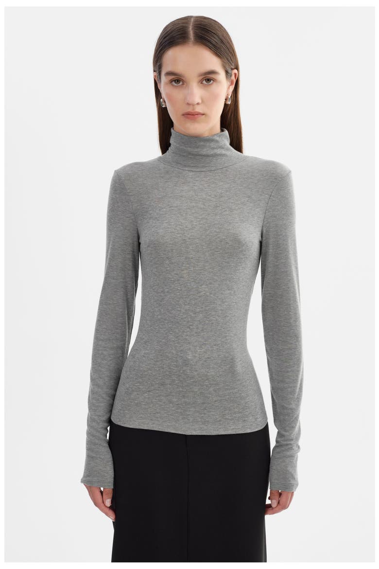 Sadie | Long Sleeve Mockneck Top, Alternate, color, Heather Grey