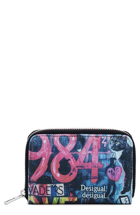 Logo Print Small Zip Around Wallet