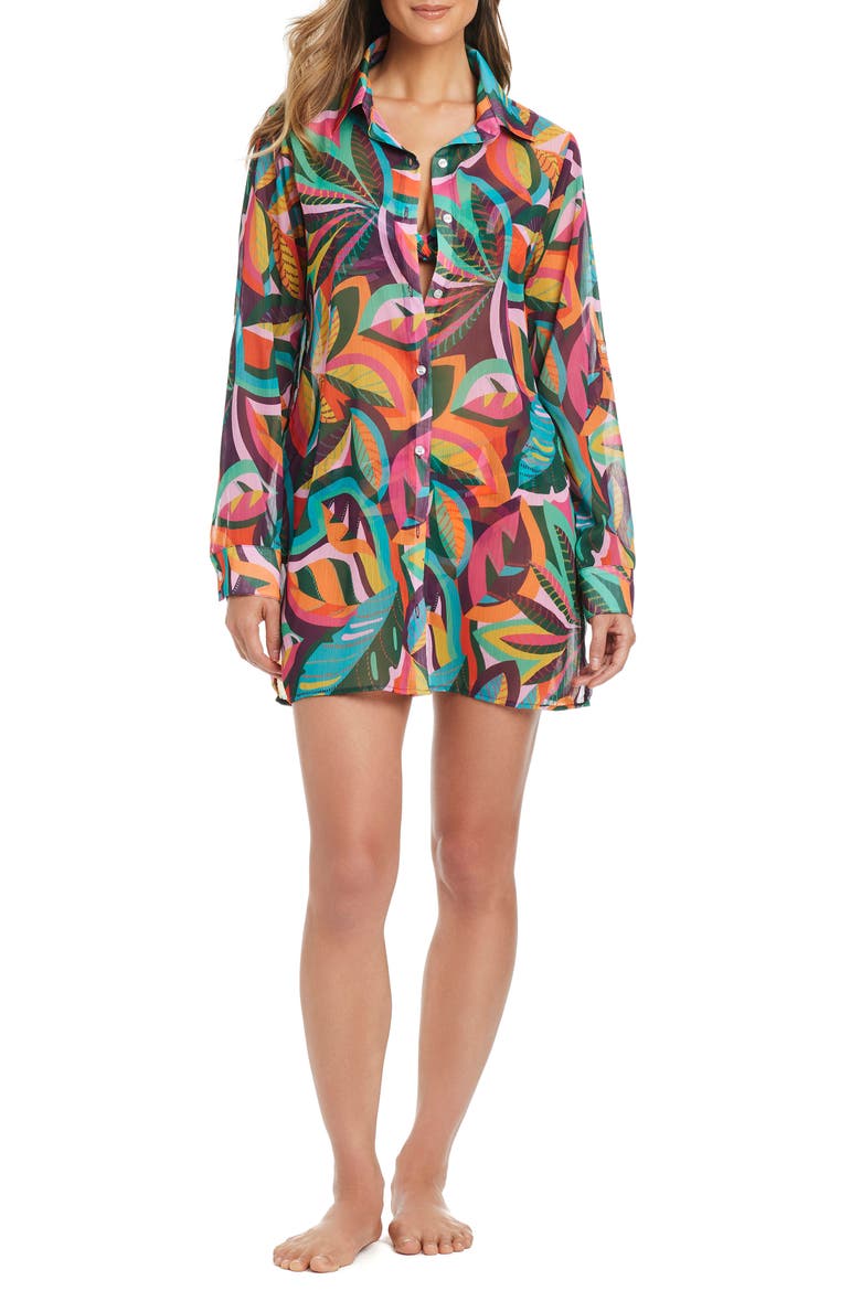 Chiffon Cover-Up Shirt, Main, color, MULTI
