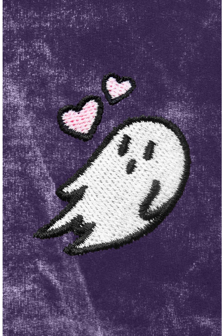 Womens Heartly Ghost Mineral Washed Hoodie, Alternate, color, Purple