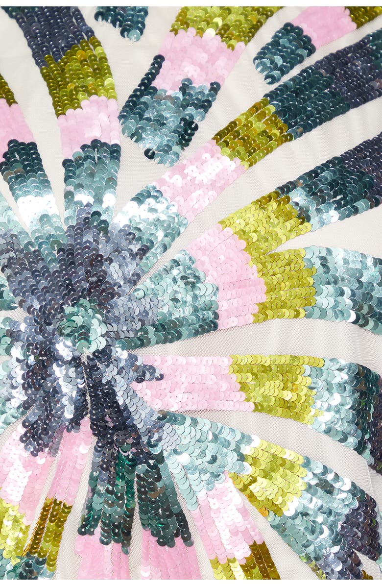 NASTY GAL Tie Dye Sequin Palm Miniskirt, Alternate, color,