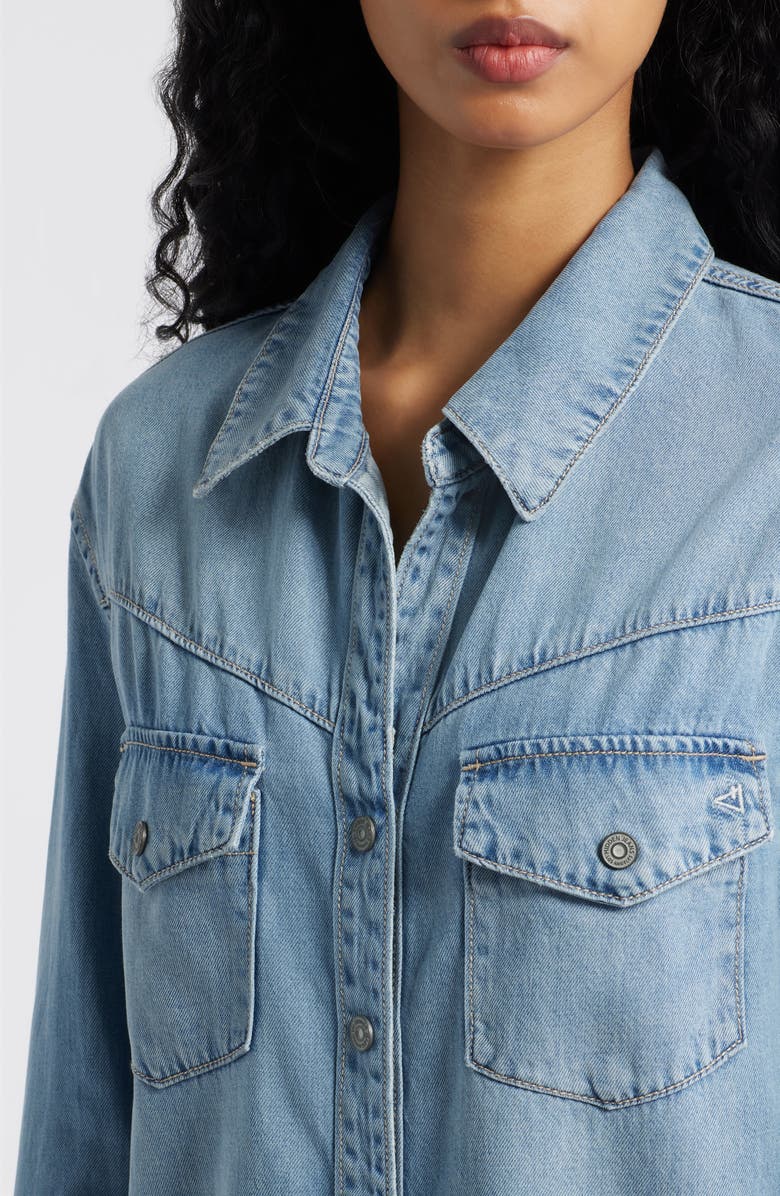 HIDDEN JEANS Oversize Long Sleeve Denim Shirtdress, Alternate, color, Light