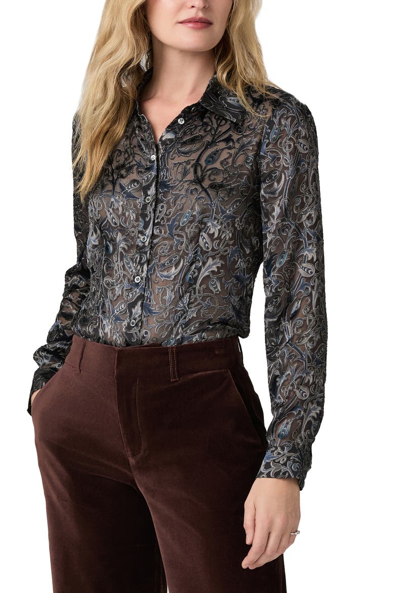 Desano Burnout Button-Up Shirt, Main, color, BLACK MULTI