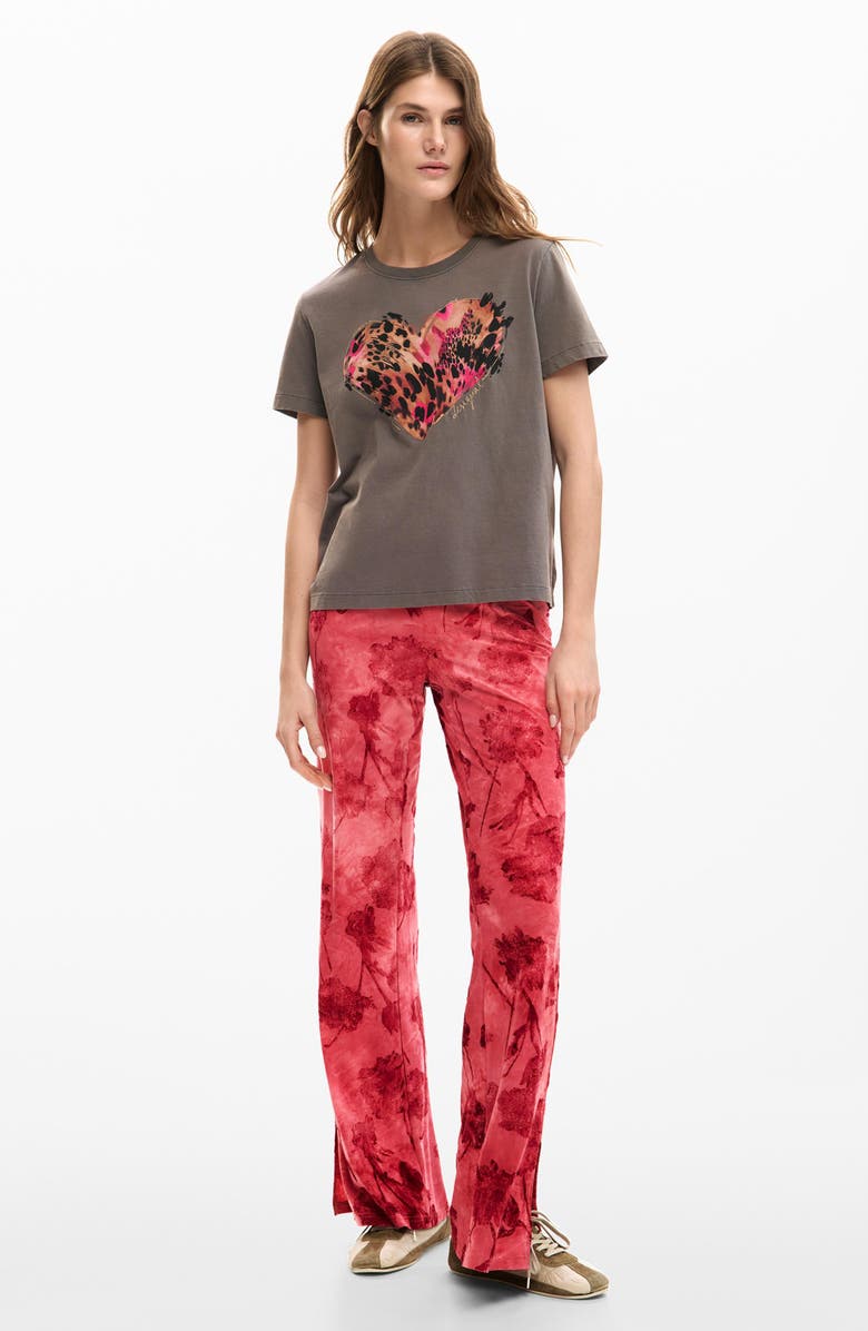 Desigual Heart Cotton Graphic T-Shirt, Alternate, color, Neutral Gray