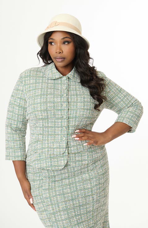 Plus Size Boucle Peplum Jacket