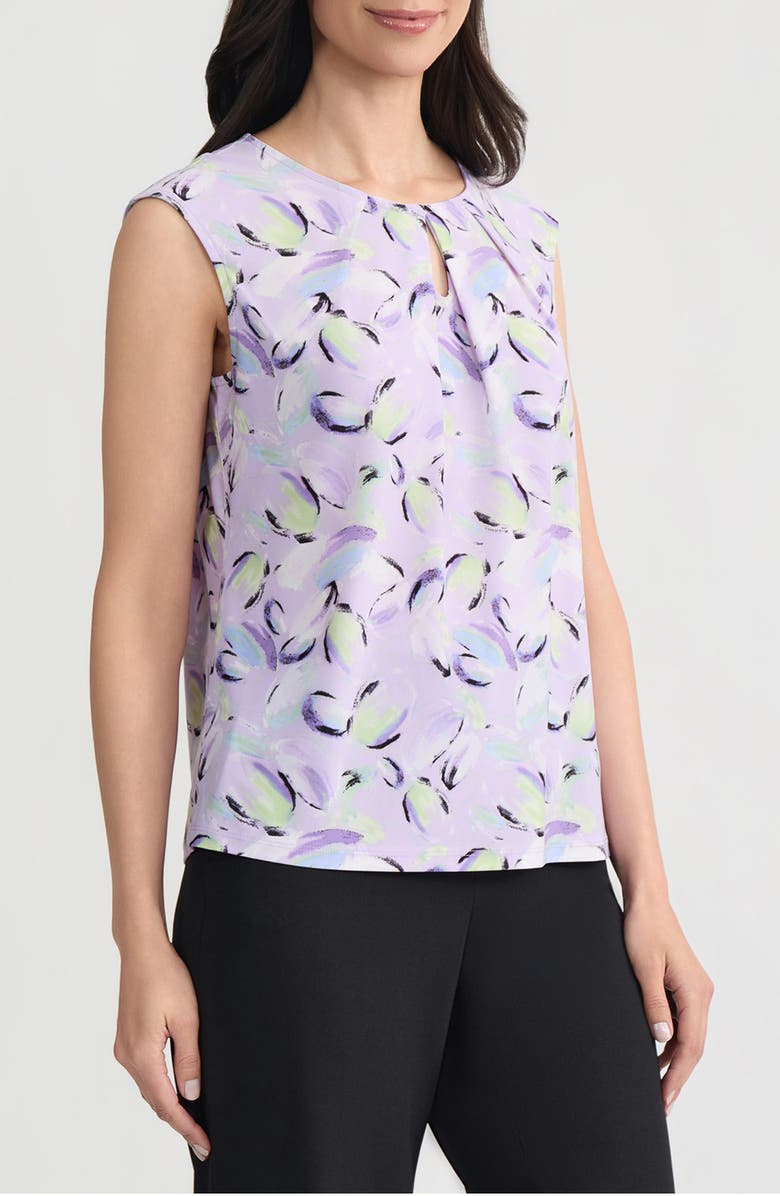 KASPER Floral Keyhole Sleeveless Top, Alternate, color, Lavndr Mist Mlt