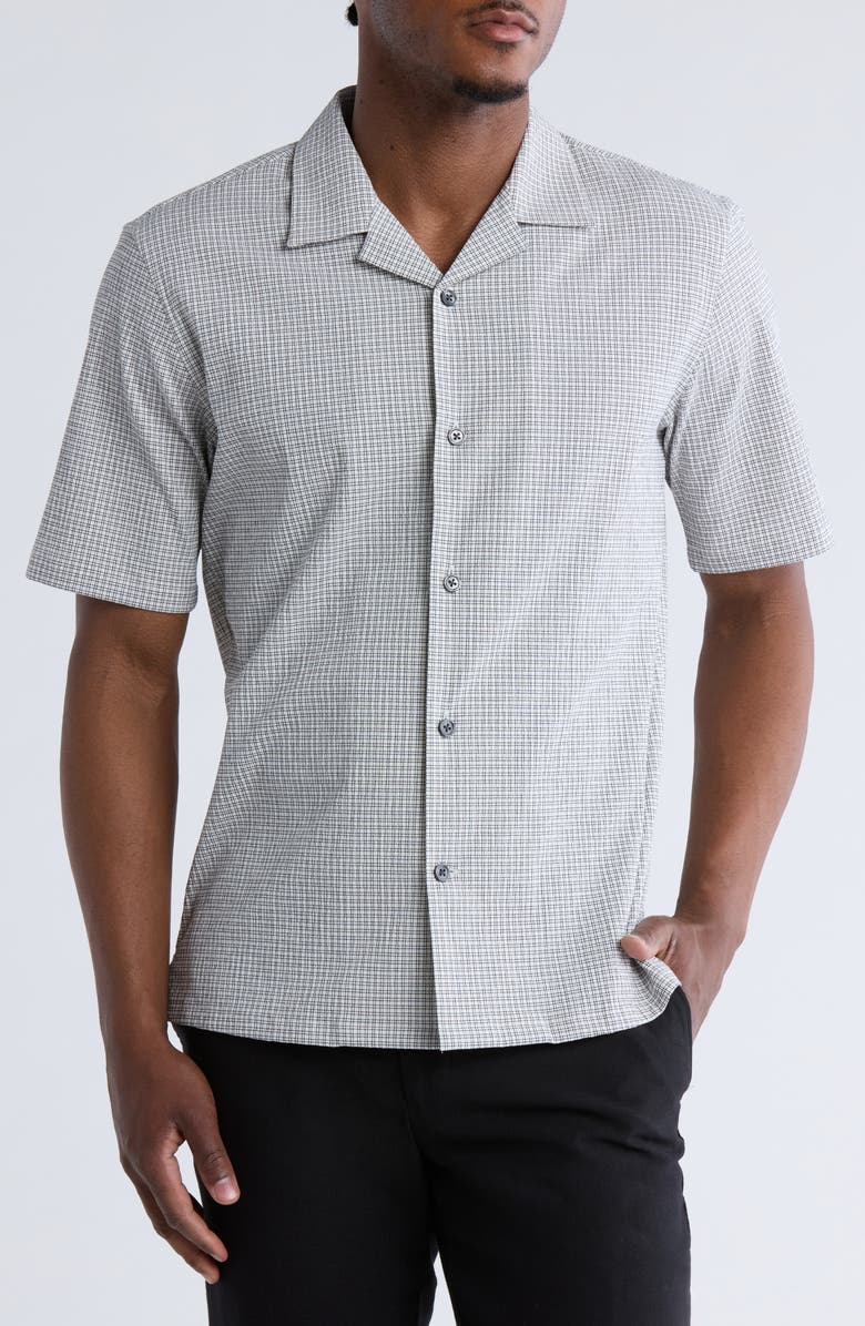 Theory Dazy Short Sleeve Button-Up Camp Shirt, Main, color, Baltic/ White