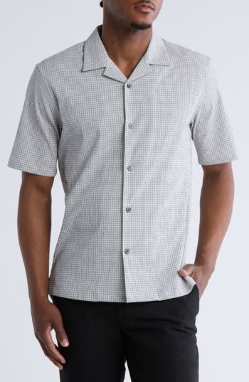 Theory Dazy Short Sleeve Button-up Camp Shirt In Gray