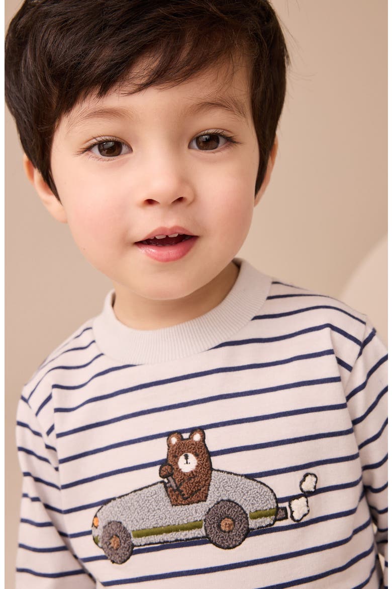 Kids' Appliqué Long Sleeve Cotton Graphic T-Shirt, Alternate, color, WHITE MULTI