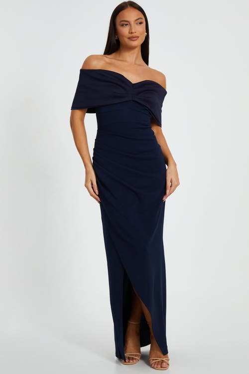 Quiz Scuba Crepe Contrast Wrap Maxi Dress In Black