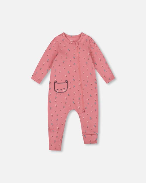 Deux Par Deux Babies'  Organic Cotton Zipped Romper In Pink