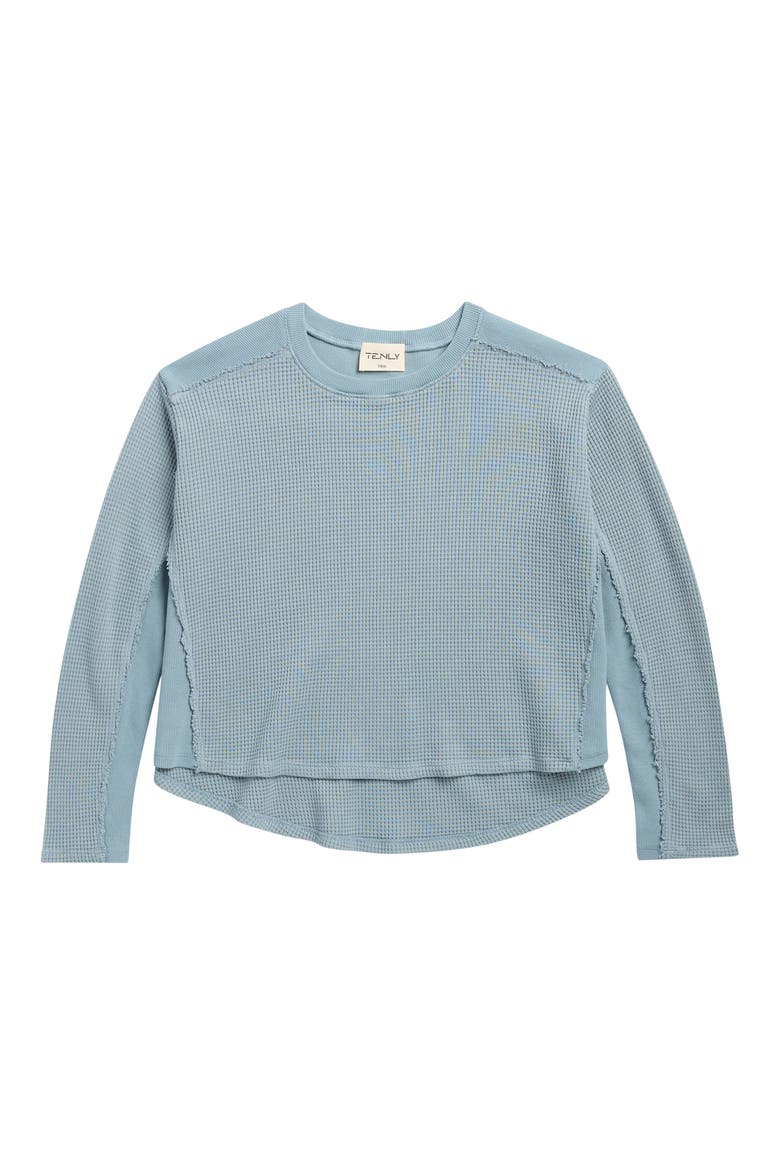 Kids' Waffle Mixed Media Top, Main, color, ICE BLUE