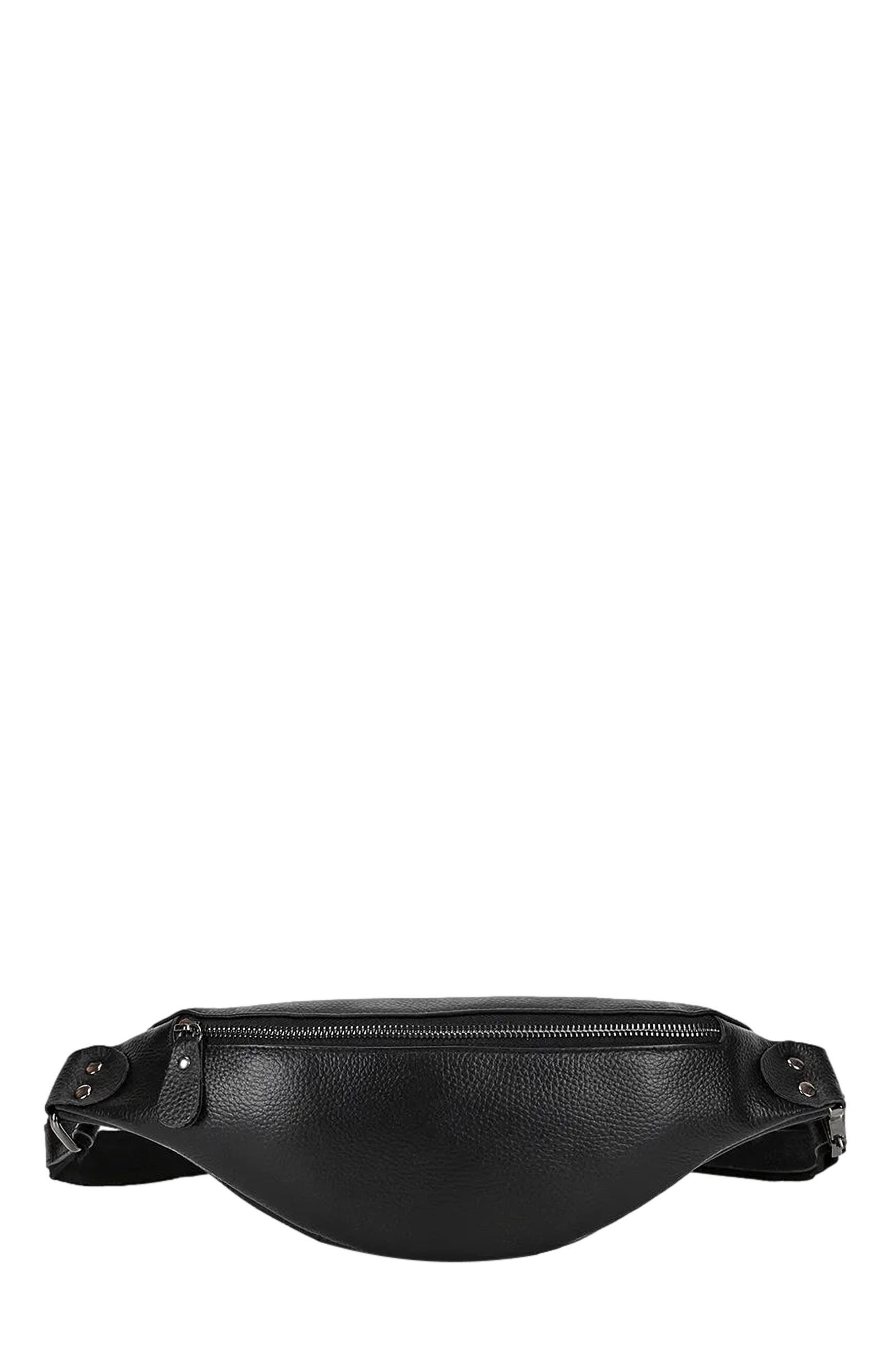 STEEL HORSE LEATHER The Walcott Leather Waist Bag | Black Leather Fanny Pack, Main, color, Black