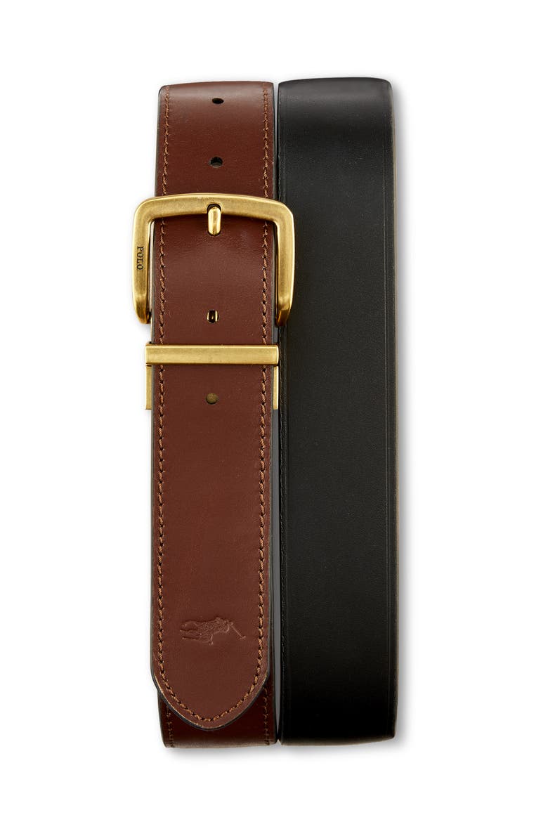 Big & Tall Leather Reversible Belt, Main, color, BLACK BROWN