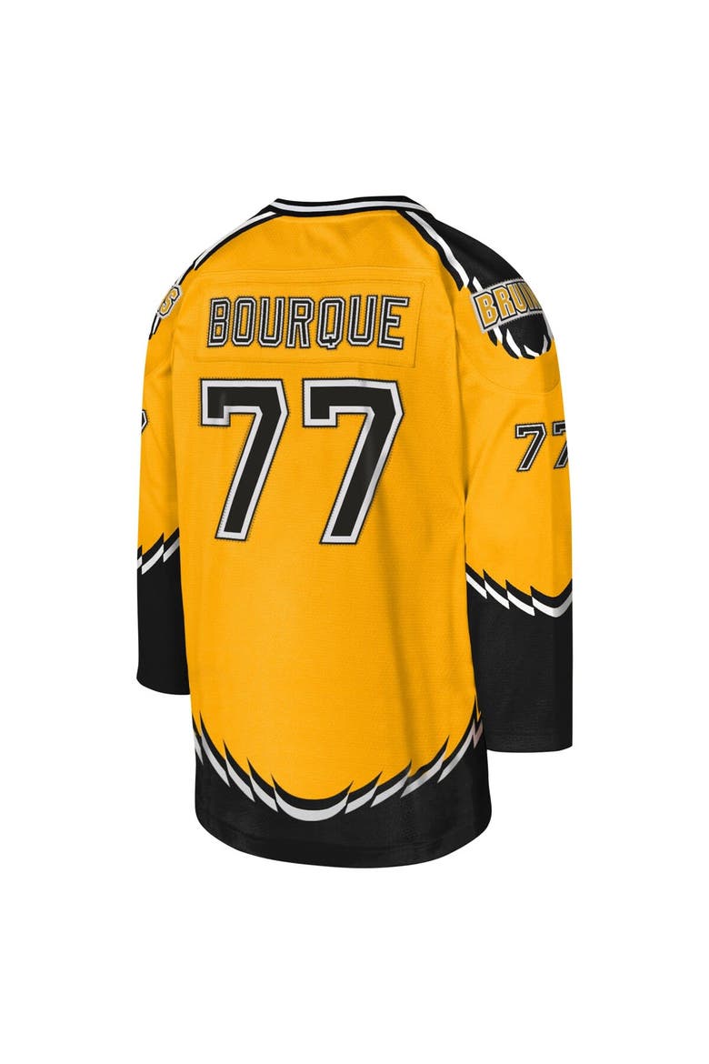 Youth Mitchell & Ness Ray Bourque Gold Boston Bruins 1996-97 Blue Line Captain Patch Player Jersey, Alternate, color, Gold
