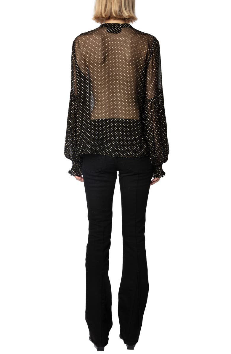 Zadig & Voltaire Tandy Sheer Sequin Button-Up Shirt, Alternate, color, Noir