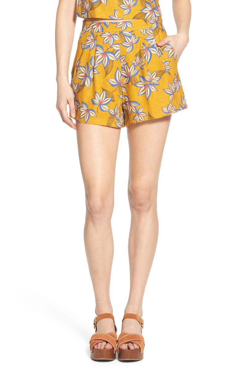 All in Favor Print Pleated Shorts, Main, color, 