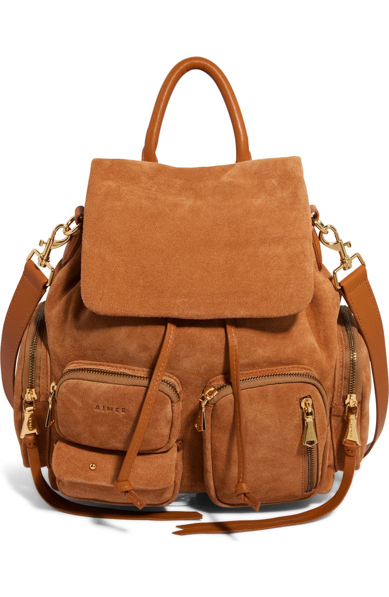 AIMEE Away We Go Backpack, Main, color, Rustic Caramel Suede
