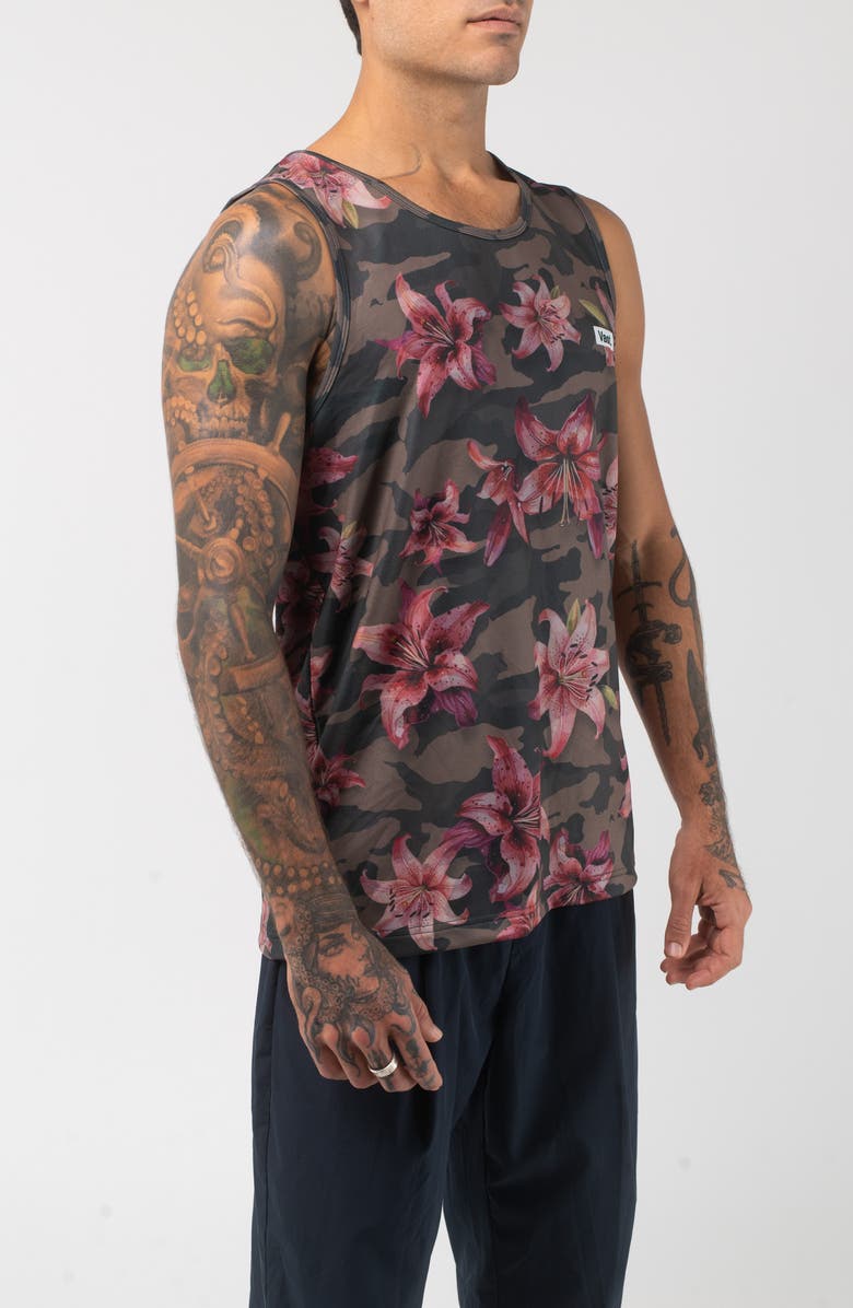 VAST Aqua Terra Floral Blend Camo Performance Tank, Alternate, color, Camo