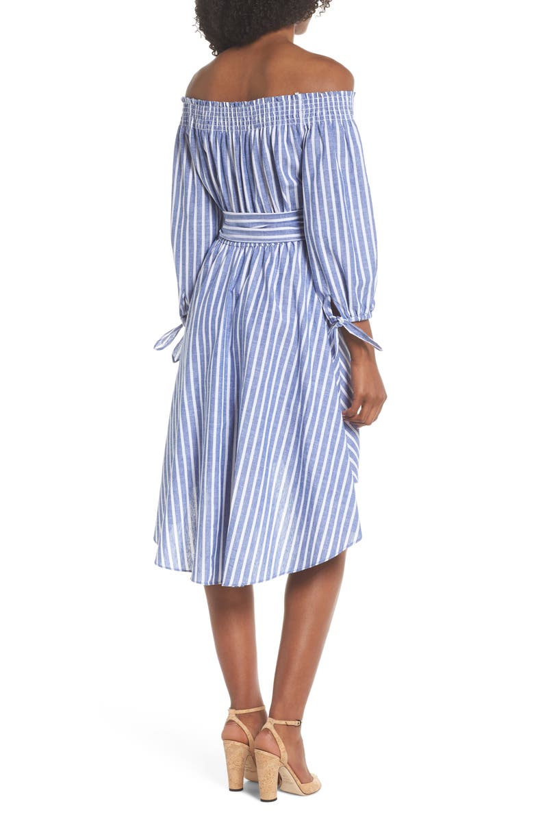 Eliza J Off the Shoulder Tie Waist Dress, Alternate, color, 