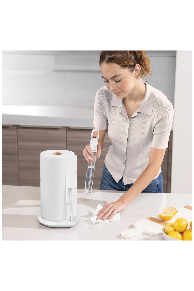 paper towel holder with spray, Alternate, color, WHITE STEEL